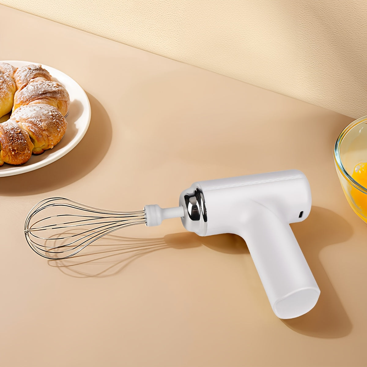 1pc HOTU Handheld Electric Eggbeater & Whisk - USB Rechargeable, Cordless, Lightweight Hand Mixer for Baking - Ideal for Home Bakers & Professionals