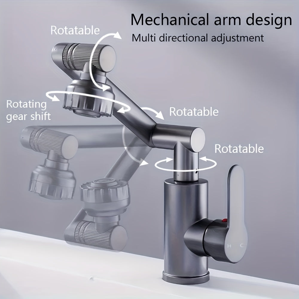 Single handle bathroom faucet with hot and cold water supply, single hole installation, Asian gauge G1/2 thread, corrosion-resistant plastic material, rust-proof, water-saving design.