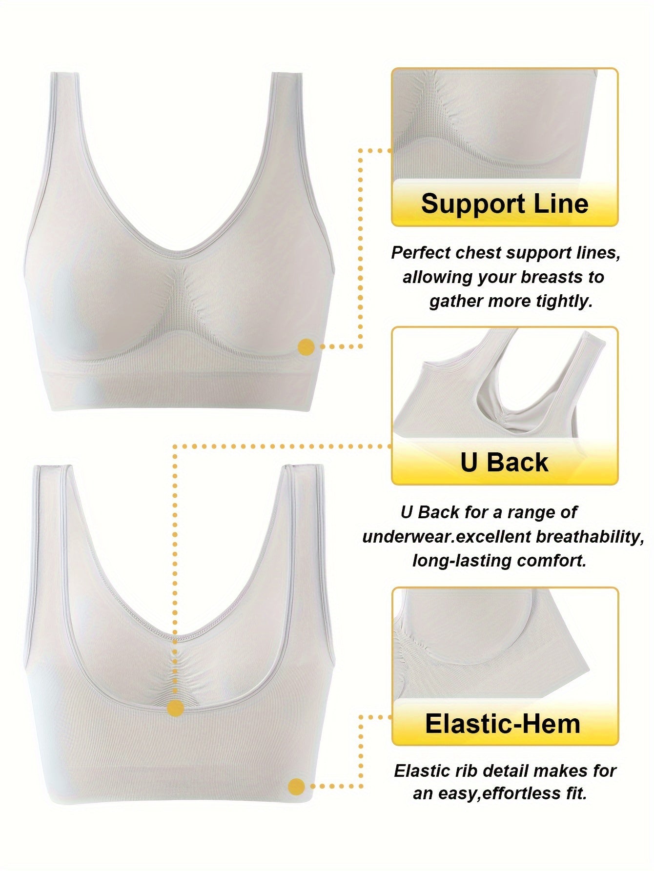 Full coverage wireless tank bra with seamless design, comfortable push-up style for women's lingerie and underwear.