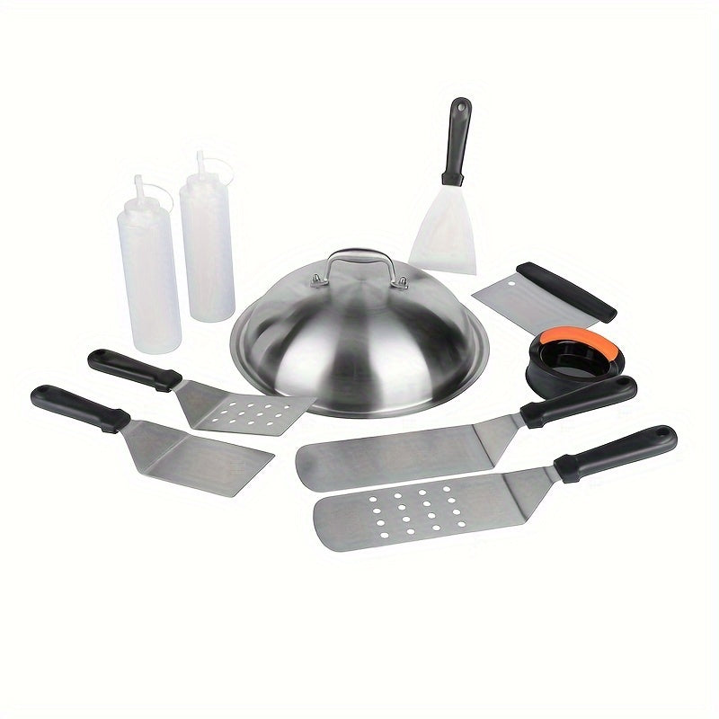 Griddle Accessories Kit with 10 Pieces - Outdoor BBQ Grill Set for Blackstone & Camp Chef, Includes Flat Top Grill Tools, Barbecue Utensil Gifts such as Spatulas, Scraper, Bottles, and Other BBQ Grill Accessories