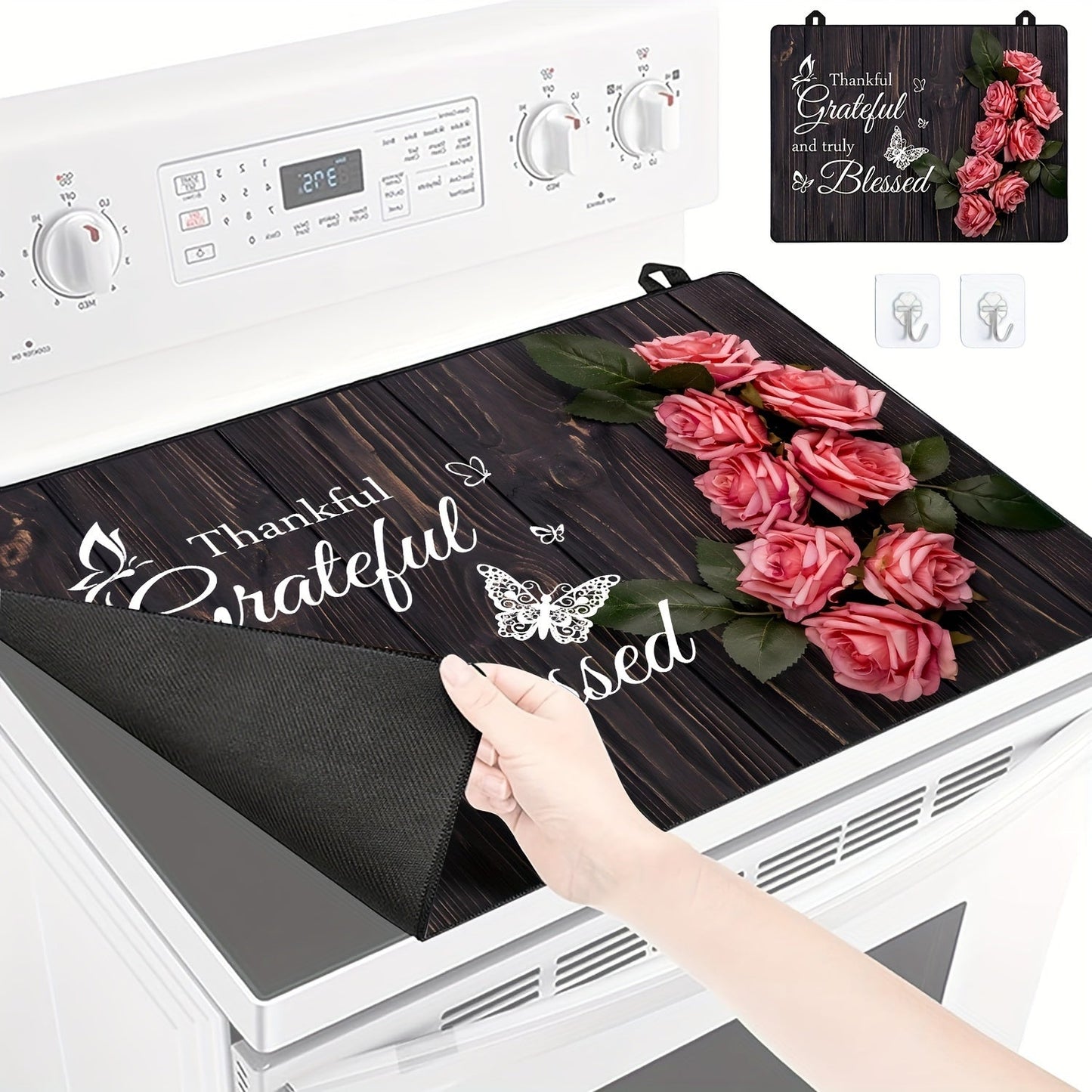 Multipurpose Stove Top Cover measuring 72.39x52.07cm - Resistant to Heat, Provides Non-Slip Rubber Protection for Electric & Induction Cooktops. Ideal for Kitchen Counters, Ironing, Mouse Pads and Coffee Mats.