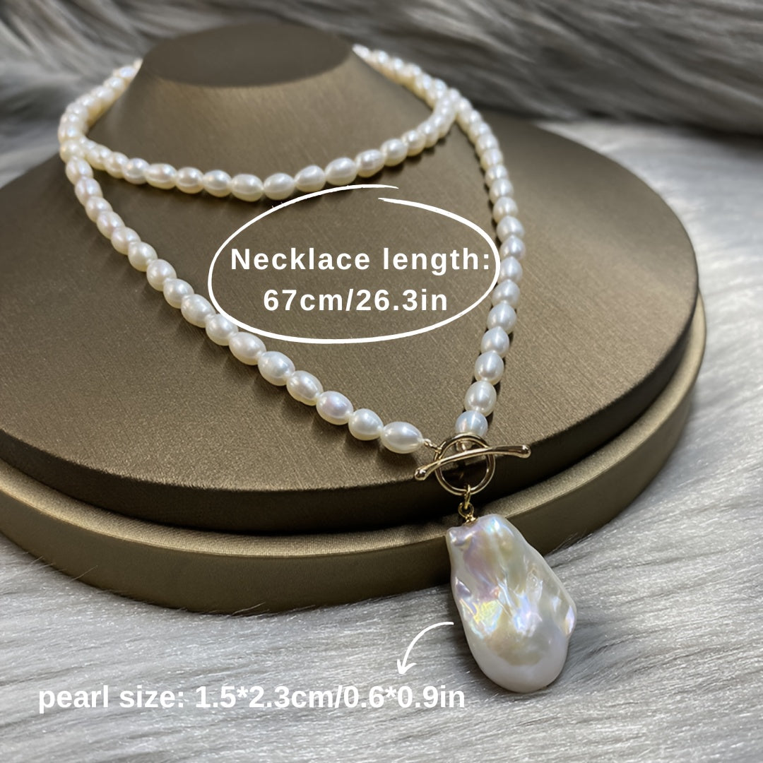 Vintage-inspired Freshwater Baroque Pearl Necklace with OT Clasp, exuding elegance and charm. This timeless piece is perfect for parties and makes a wonderful gift. Comes with a random gift box, ideal for autumn gifting.