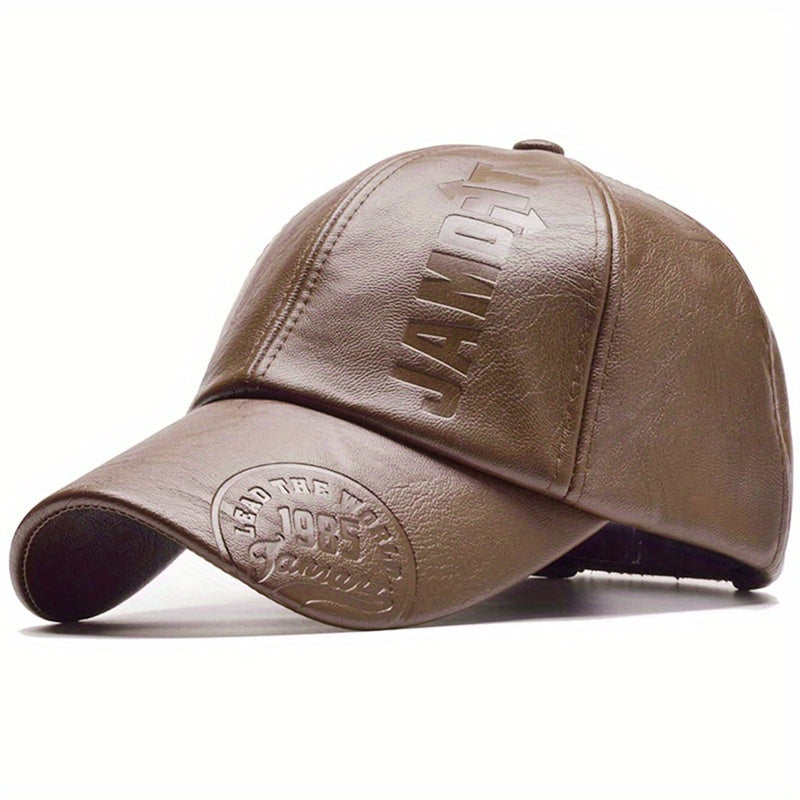 British PU leather baseball cap for men, adjustable and breathable. Perfect for all seasons and makes a great Christmas gift.