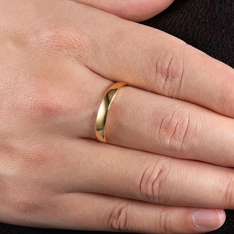 Simple 18k Gold-Plated Tungsten Steel Ring, 4mm Width, Perfect Engagement or Wedding Gift Jewelry