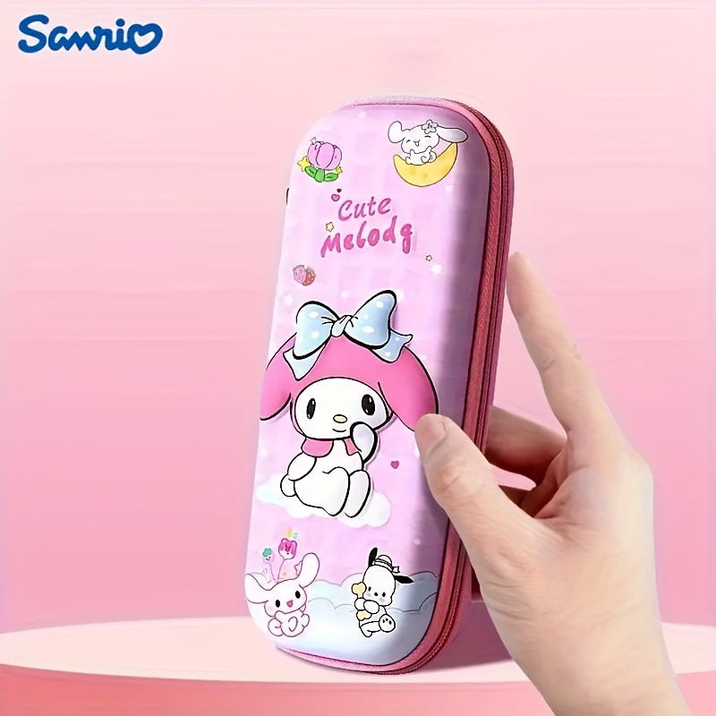 One Sanrio large capacity pencil case with cute cartoon pattern, suitable for organizing school and office supplies. Durable and suitable for pencils, markers, and stationery.