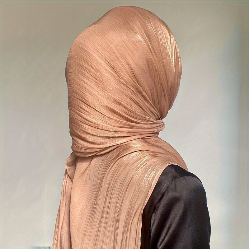 Soft and lightweight satin shayla hijab for women, ideal for casual and religious occasions.