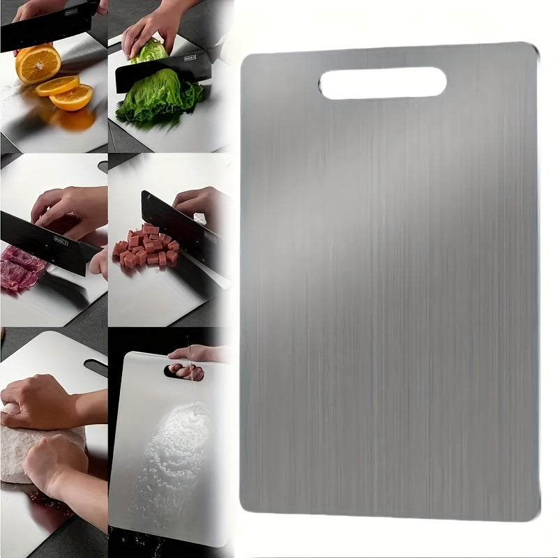 Double-Sided Stainless Steel Kitchen Cutting Board - Ideal for Meat, Fruits, and Vegetables - Food Grade and Non-Slip