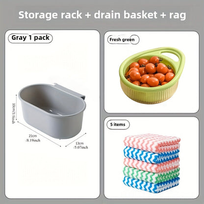 Synthetic Resin Sink Drain Rack Kit - Organize Your Kitchen with this Multi-function Faucet Drain Rack. Perfect for Storing Pool Supplies and More!