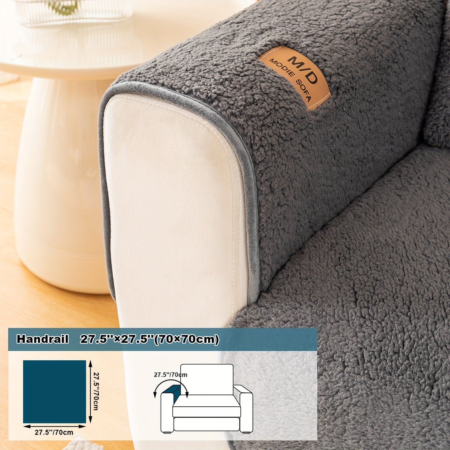 Thick Sherpa sofa cover for pets and furniture protection in bedroom, office, or living room.