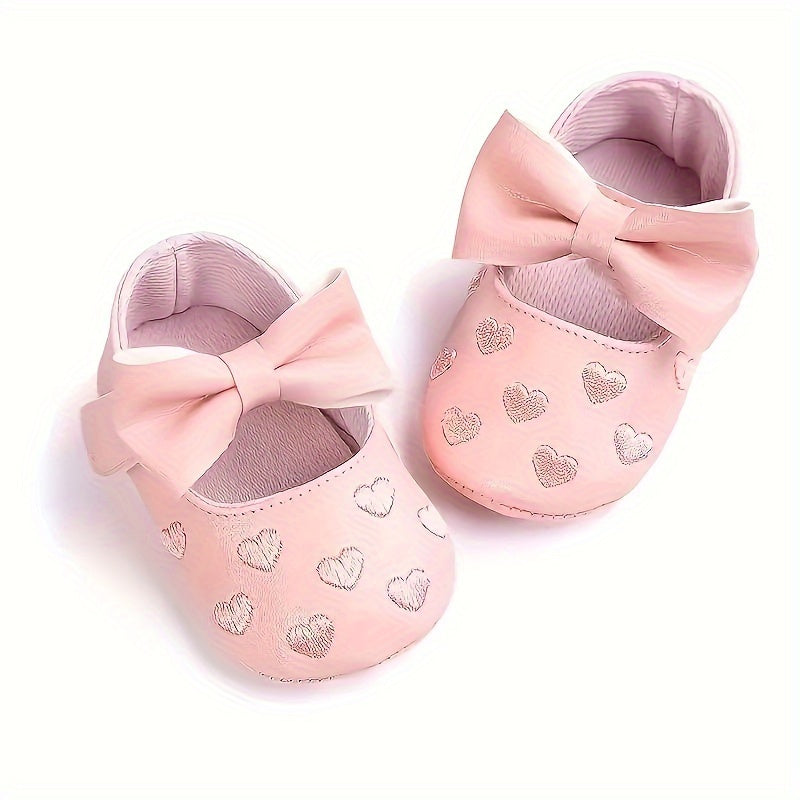 Baby girl's solid color princess dress shoes, non-slip and comfy performance footwear for infants.