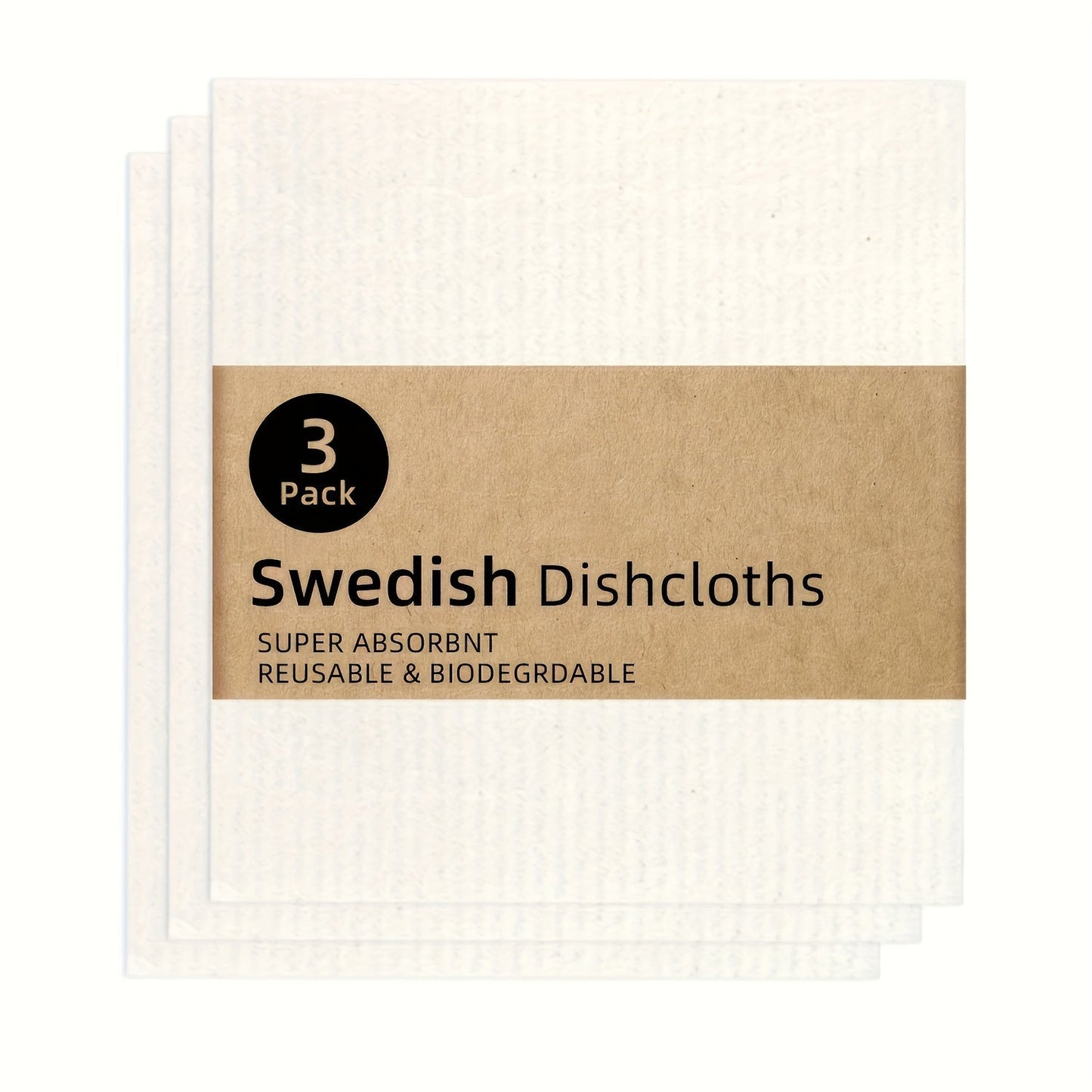 Swedish Dishcloths for the Kitchen - Set of 3 or 10PCS. These reusable and compostable kitchen cloths are made in Sweden from cellulose sponge material. Perfect for washing dishes, these Swedish dishcloths can also be used as reusable paper towels that