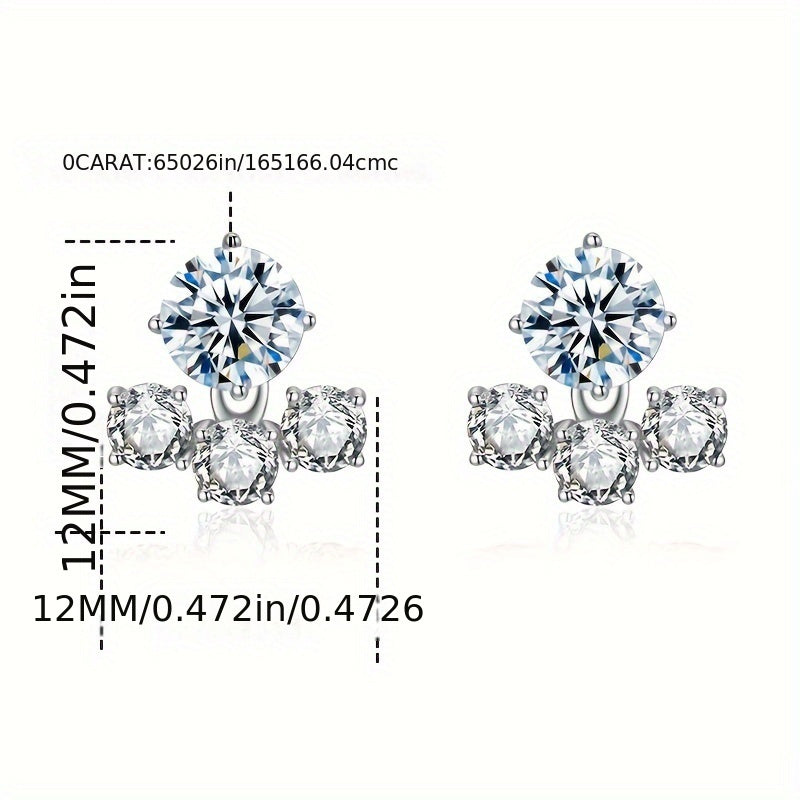 925 Silver Stud Earrings with 2-carat Mozambique Stone for Women, Weighing 2.5g. Perfect for Couples, Weddings, Engagements, Birthdays, and Anniversaries. Comes with Gift Box.