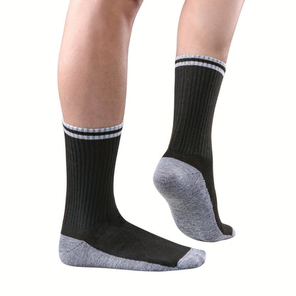 5 pairs of men's breathable sports crew socks for year-round training