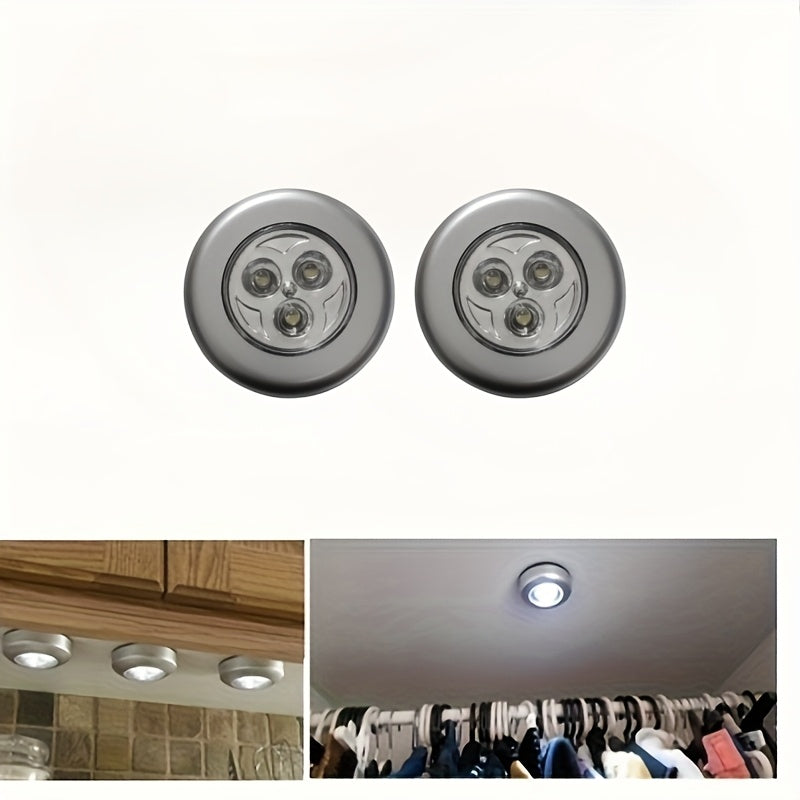 Set of 2 Modern Tap Touch Wall Lights for Kitchen Cabinets and Closets. Battery-Powered, No Batteries Included. Includes Sticker for Easy Installation.