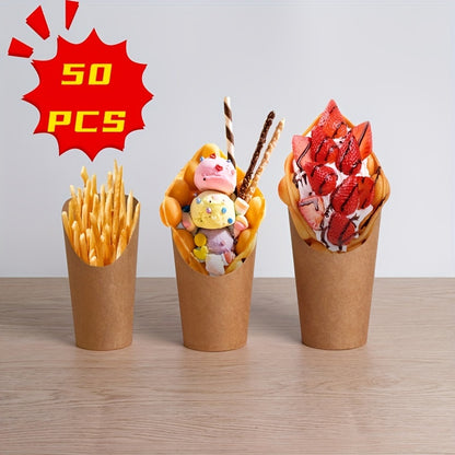 50 French fry racks and 12oz disposable paper cups for various occasions.