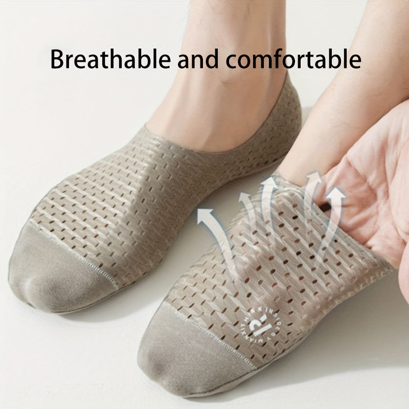 5 Pairs of Men's Invisible Socks with Anti-slip Bottoms