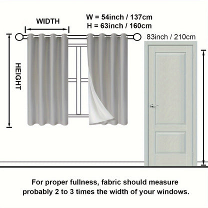 Suhuan Top Curtains, 2PC Set of 100% Blackout Insulation Soundproof Curtains with White Lining, Ideal for Bedroom, Office, Living Room, and Home Decor