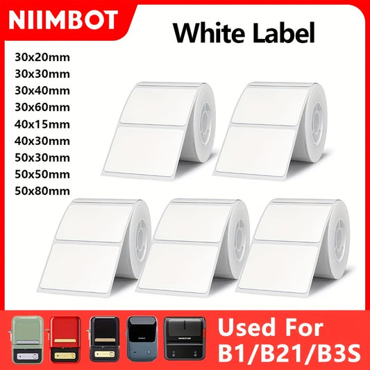 1pc original Niimbot label paper compatible with B21/B3S/B1/B203 label printer, self-adhesive waterproof thermal paper in white and transparent for price labeling.