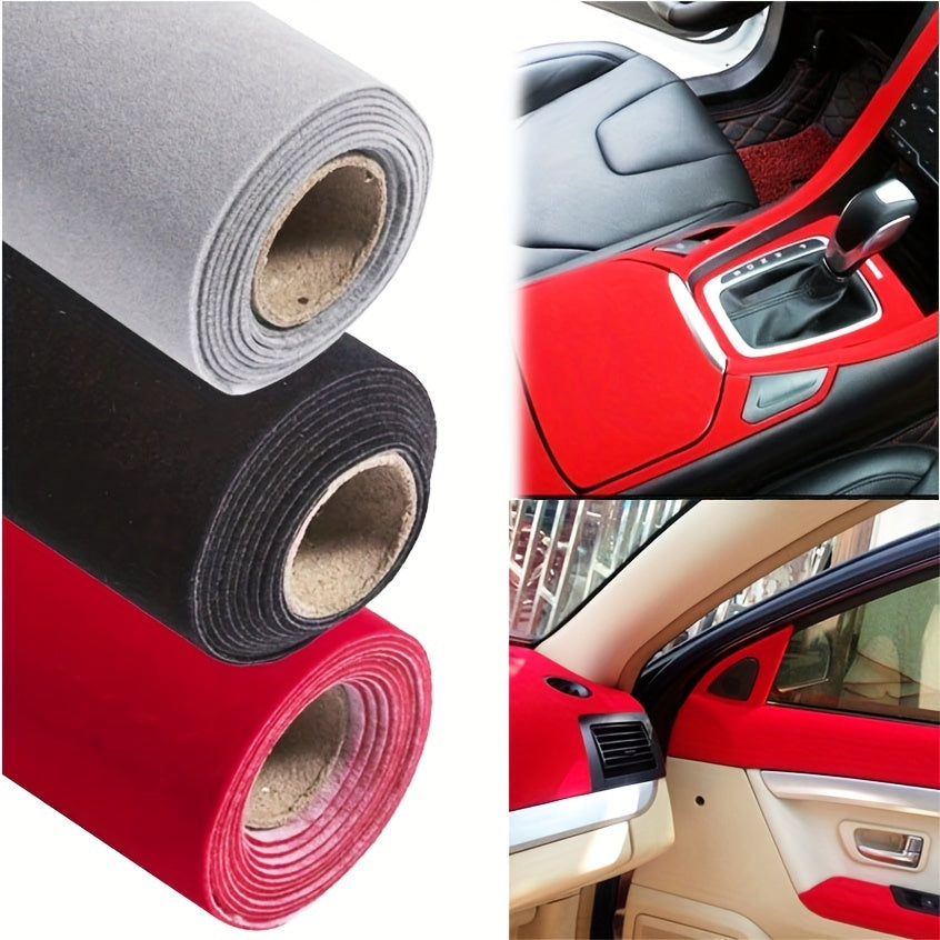 NBYohomoo Self-Adhesive Velvet Felt Sticker Roll - 1.2mm Thickness, Black & Red/Gray Options, Decorative Fabric for DIY Crafts, Jewelry Boxes, Car Interior Decoration, Paper Projects, DIY