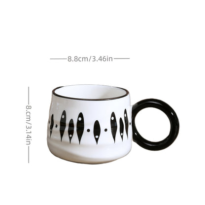 Stylish black and white checkered ceramic coffee mug - Ideal for home or restaurant use.