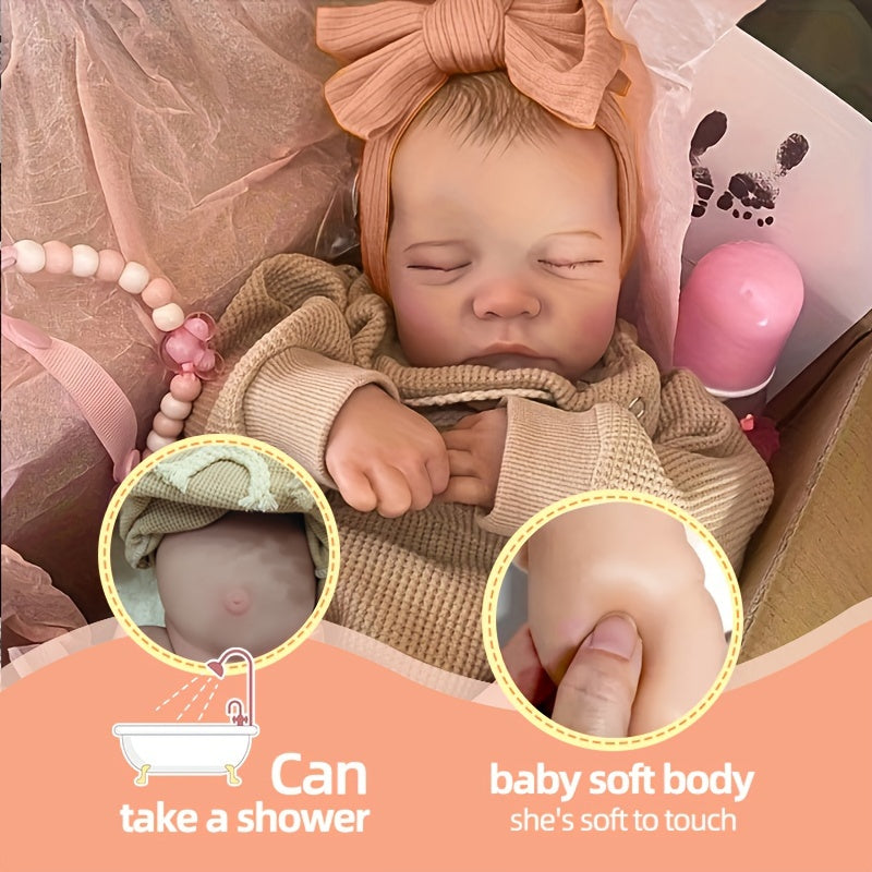 Sweet 43.18cm Reborn Baby Doll with lifelike features, bathable vinyl body - ideal gift for kids.