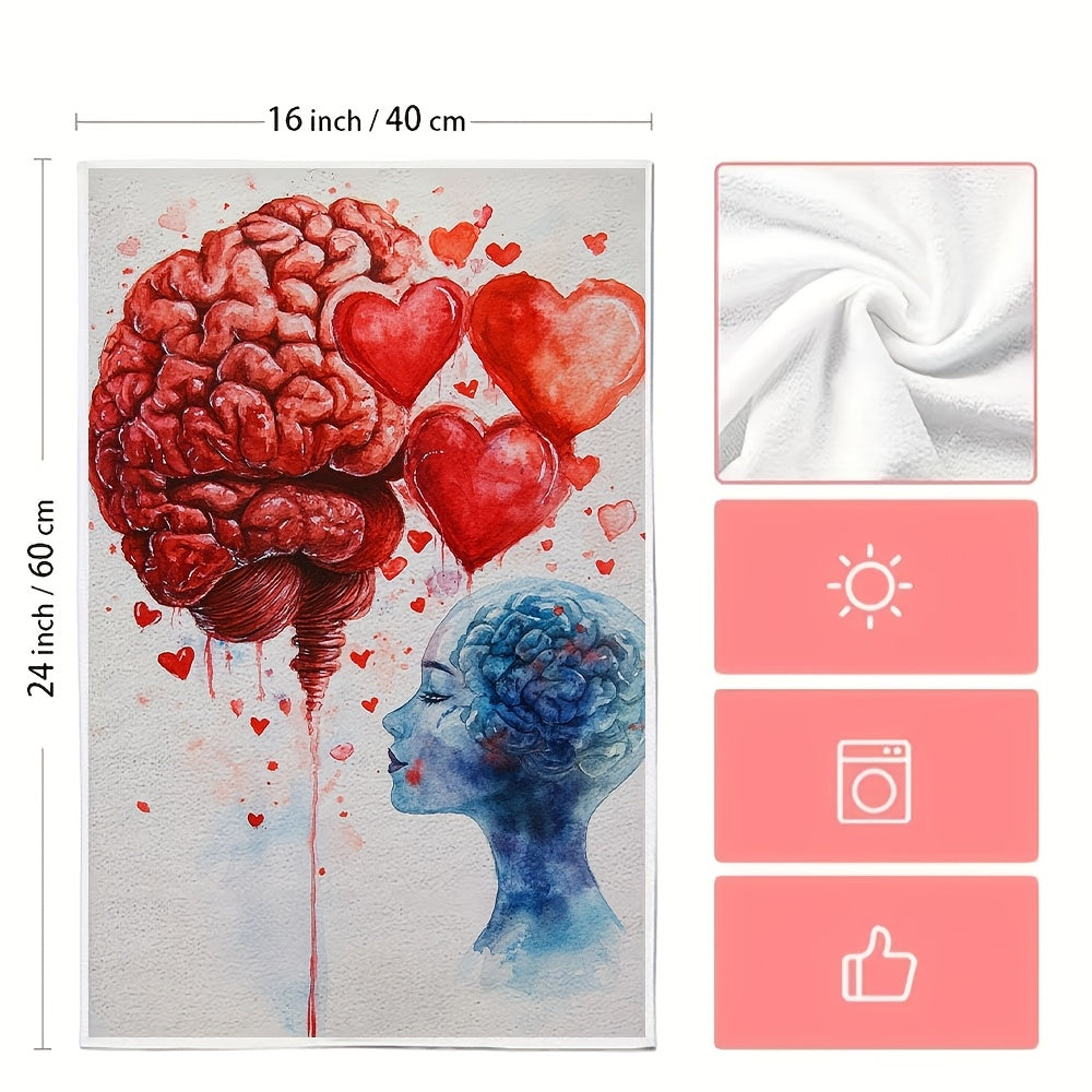 Valentine's themed kitchen towels with ultra soft fabric, highly absorbent and machine washable. Set of 2, each measuring 40.64x60.96 cm. Ideal for holiday decor and as dish hand towels.