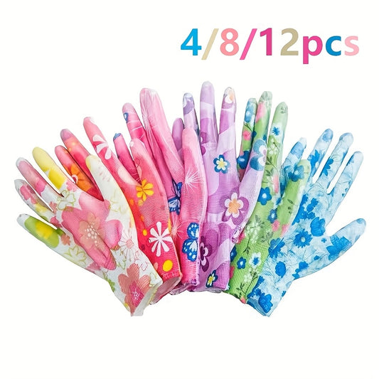 4/8/12pcs Women's Gardening Gloves with Advanced Grip, Durable and Breathable, Perfect for Gardening, Landscaping, and Protecting Nails and Fingers, Random Color