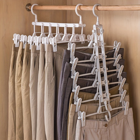 Single piece of Pants Hanger that is foldable, multi-layered, space-saving, and non-slip. It can be used as a Trouser Rack, Wardrobe Storage Rack, Magic Hanging Clothes Rack, and Multi-functional Storage Rack.