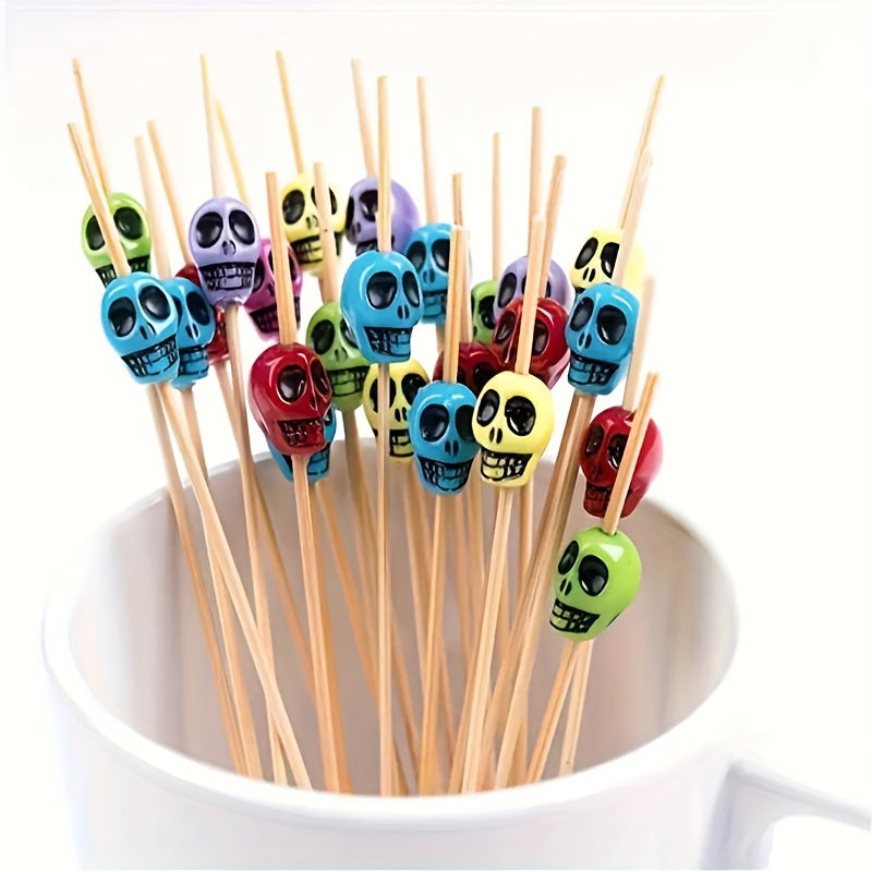 50 Halloween skull cocktail picks for party decoration and appetizers.