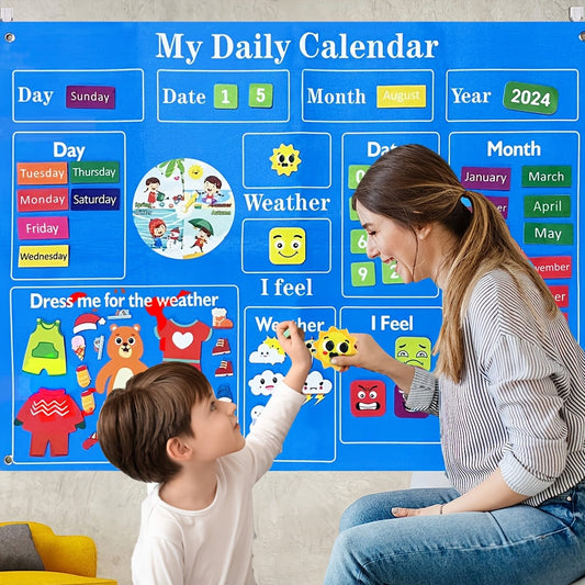 Weather-Themed Felt Calendar Set for Kids - Ideal for Preschool Classrooms, Educational Centers, Great for Halloween and Christmas Gifts