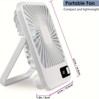 The YITUMU Mini Desktop Fan is a USB-charging portable fan with a square shape. It has a 1800mAh rechargeable battery, making it perfect for use on cruises. This fan provides powerful wind and has 5 adjustable speeds for personalized cooling. It operates