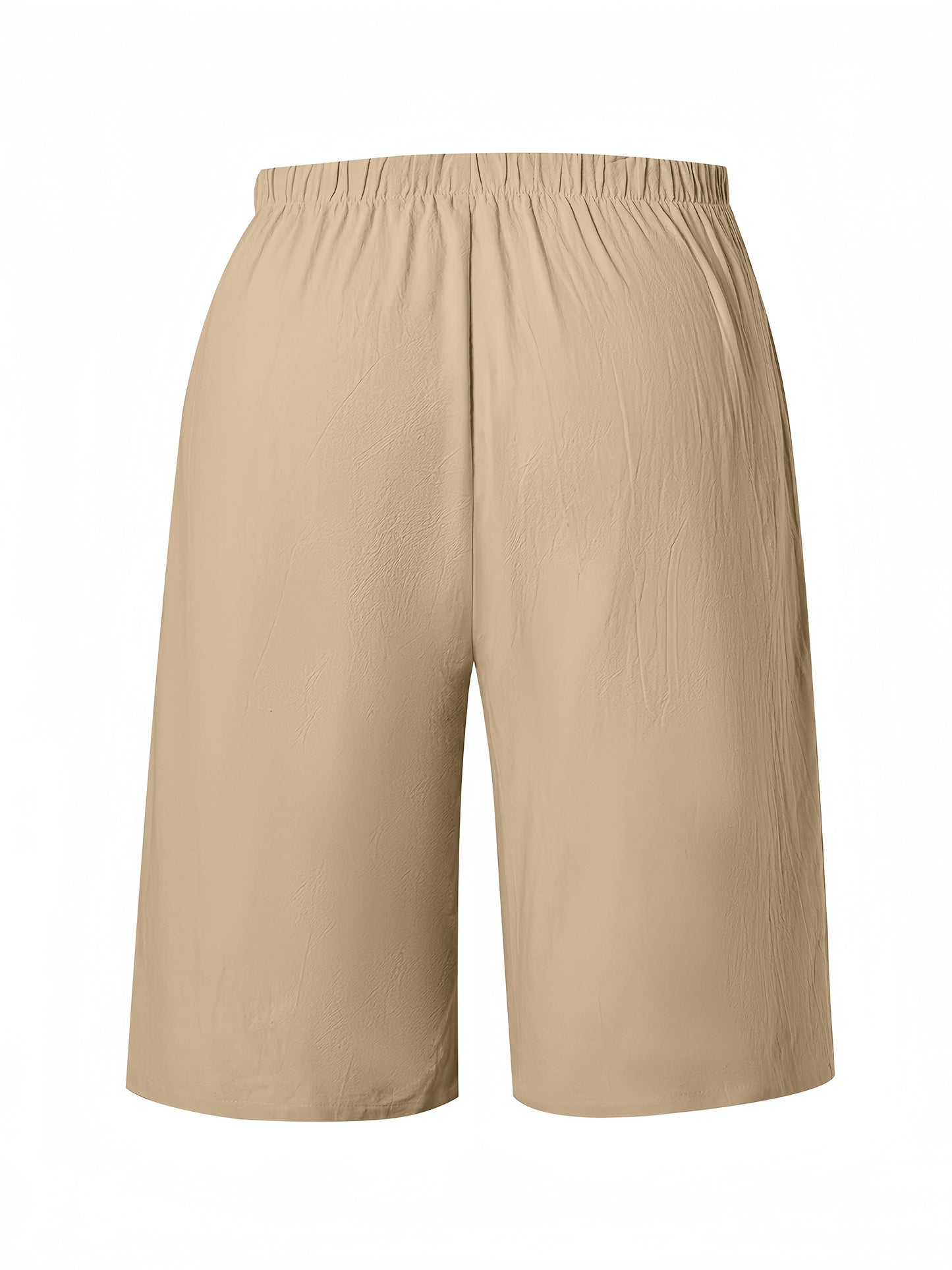 Polyester non-stretch shorts for plus size women with faux drawstring, straight fit, and suitable for all seasons.