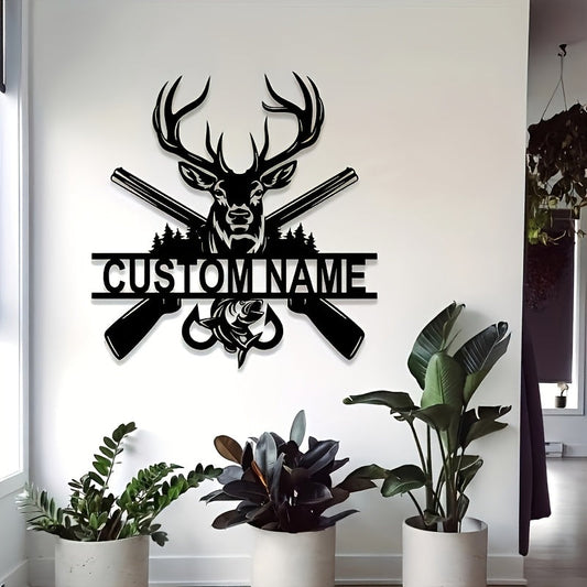 Iron Deer Wall Art that can be customized to suit your taste. This Personalized Metal Wildlife Hanging Decor features a Black Hunting Theme Wall Sticker, creating a unique and elegant touch to your home or kitchen. The reusable Animal Silhouette adds a