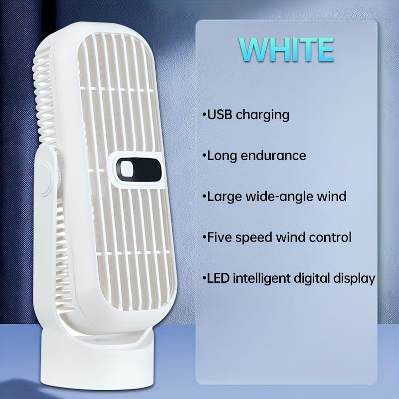 10W Quiet Desktop Personal Fan with Button Control, Portable USB Rechargeable Design, Made of Plastic, Features Built-in Lithium Battery, Ideal for Indoor and Outdoor Use, Comes with Cord Included