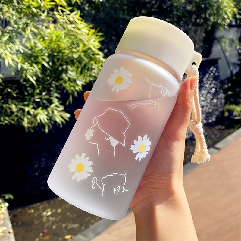 Daisy Flower Water Bottle - Cute Kawaii Plastic Cup, Portable, Great for Travel, Birthday Gift