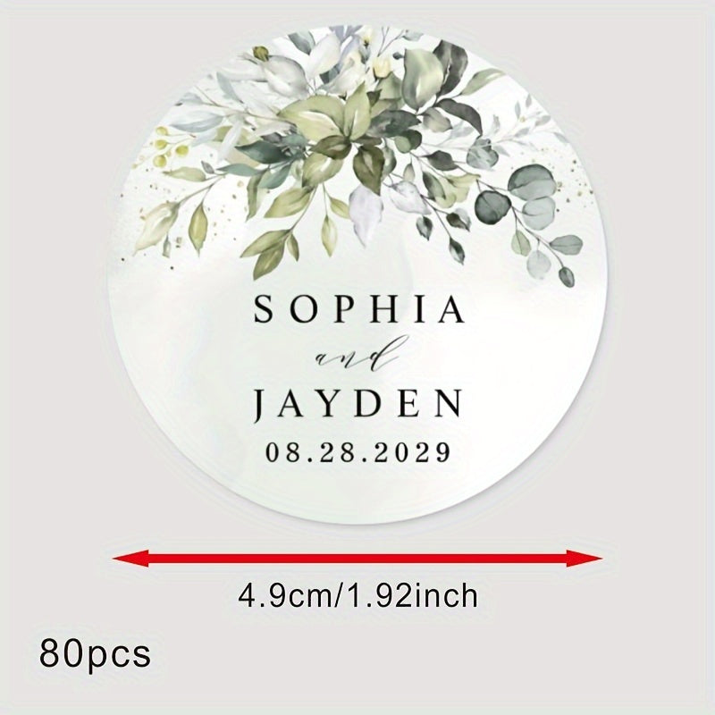 Personalized Round Labels for Bridal Showers - Custom Thank You Stickers with Name & Date, Matte Finish on Recyclable Paper