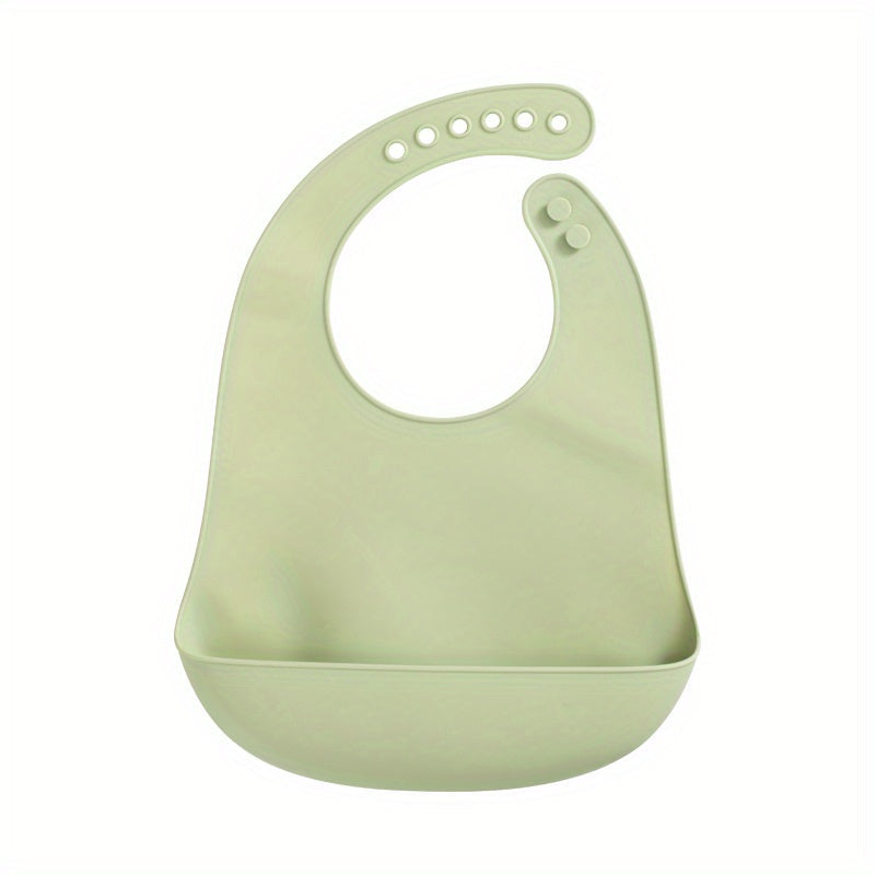 Silicone Baby Bib - BPA Free, Waterproof, Adjustable, Soft, Infant Solid Color Bib for Children's Feeding, with Accessories for Babies