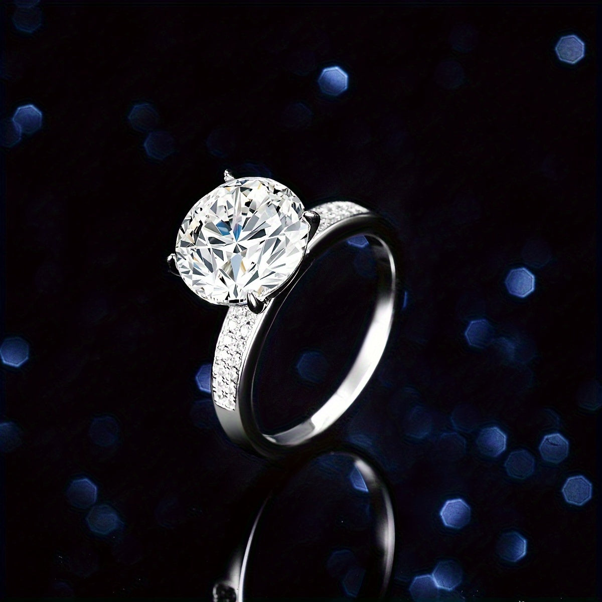 Luxurious 5 Carat Moissanite Engagement Ring - Crafted with S925 Sterling Silver, featuring a stunning Double Row Design and exquisite Pigeon Egg Cut. Ideal for weddings and special gifts, by BINALOVE.