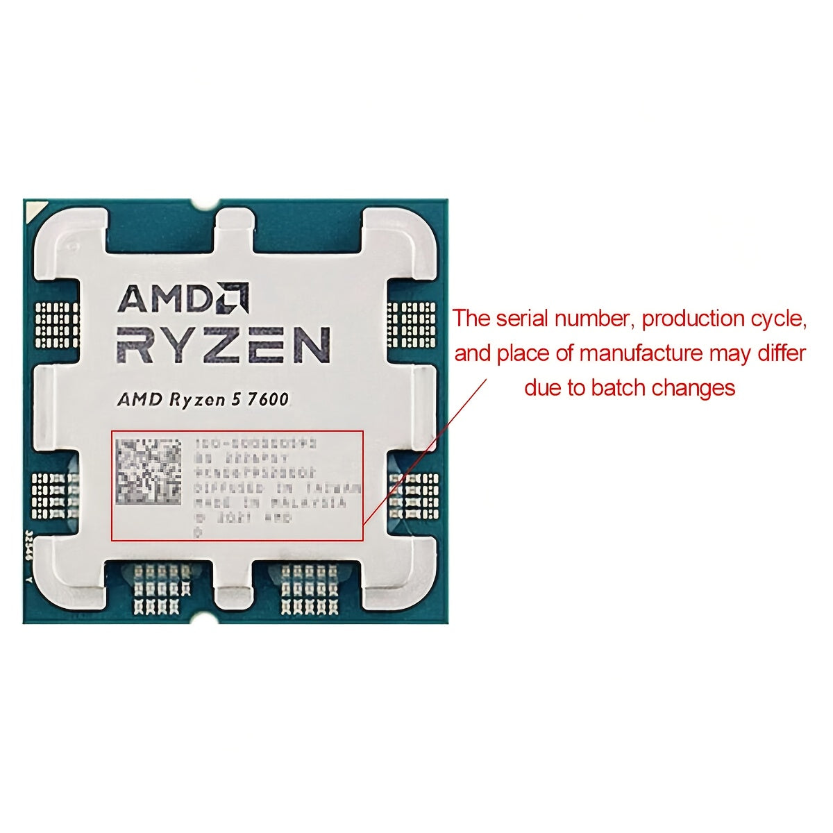 AMD Ryzen 5 7600 CPU for Gaming Desktops, 6-Core, 12-Thread, No Heat Sink Fan