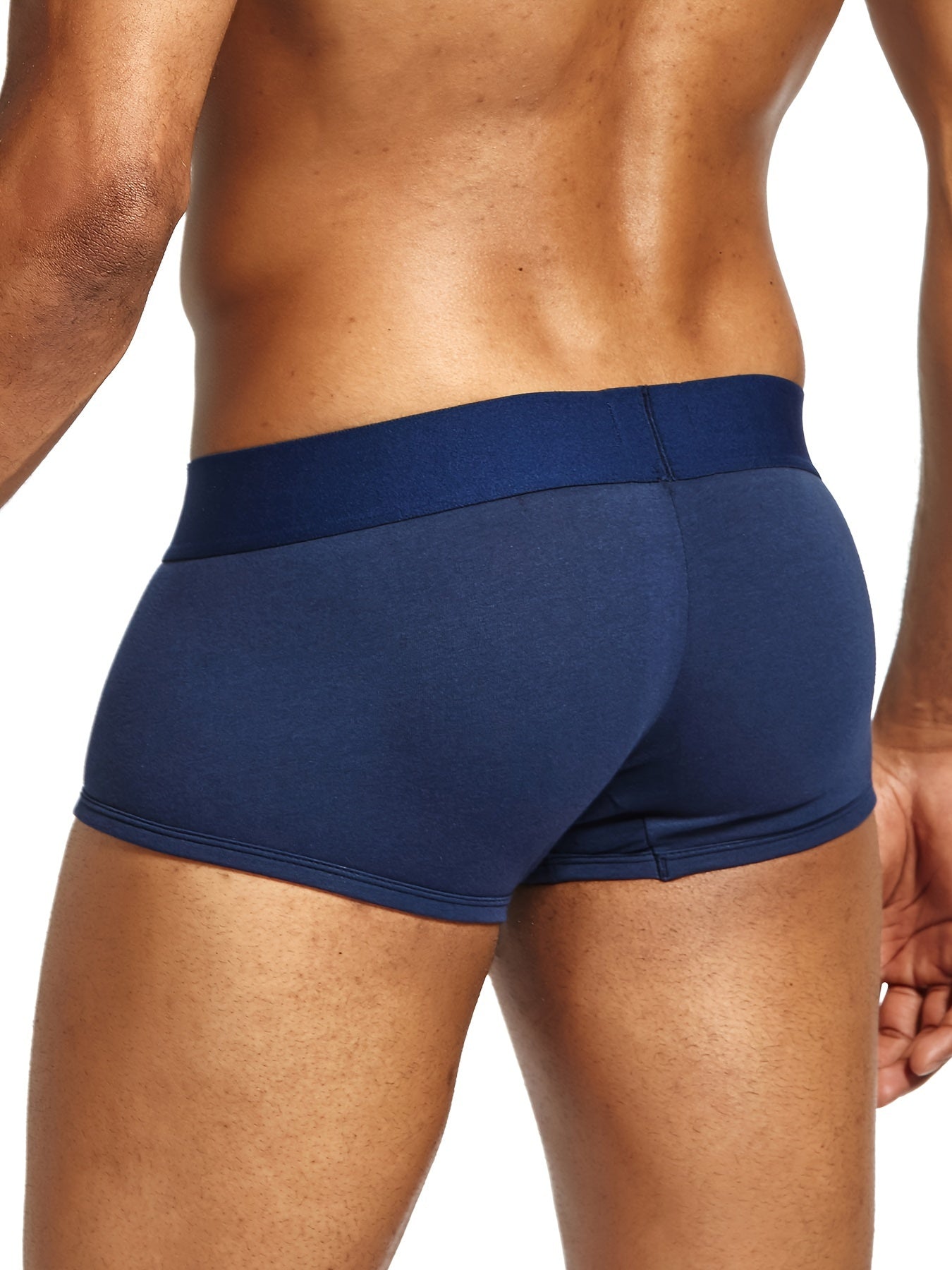 Men's cotton boxer briefs made of 95% cotton and 5% elastane with medium stretch knit fabric. Solid color casual shortie underwear with comfortable breathable single-layer design. Weighing