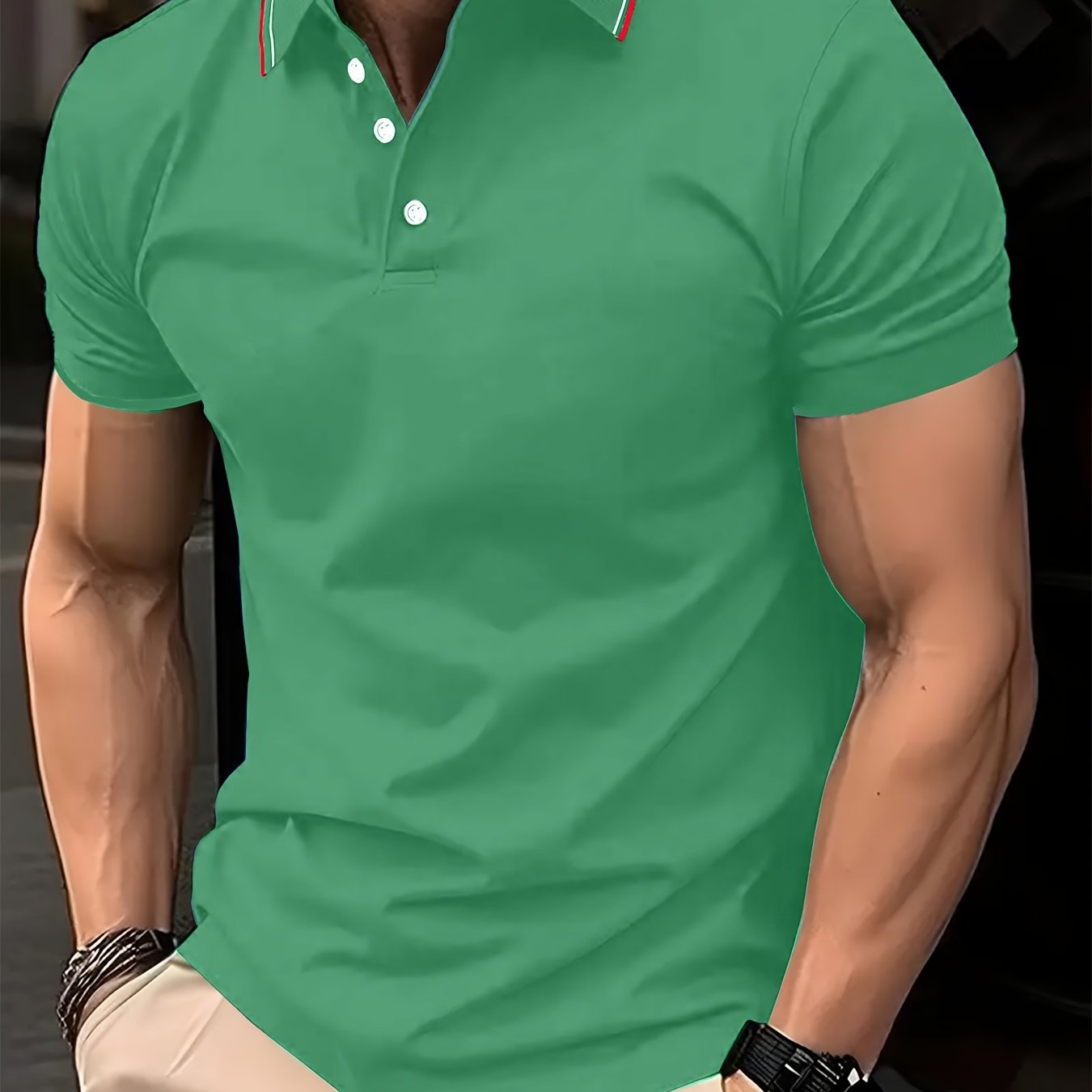 Polo shirt with contrasting collar for men