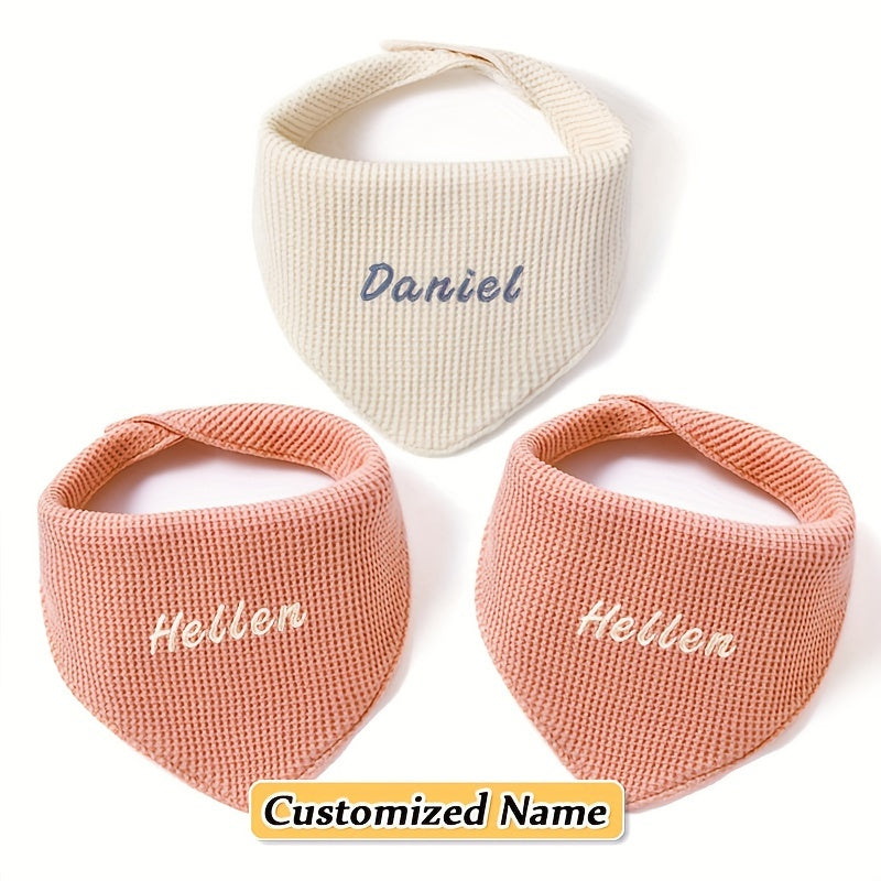 Set of 3 Soft and Absorbent Kids' Bibs - Adjustable Snap, Breathable Cotton Material, Optional Personalized Name - Great for Children and as Gifts for the Holidays