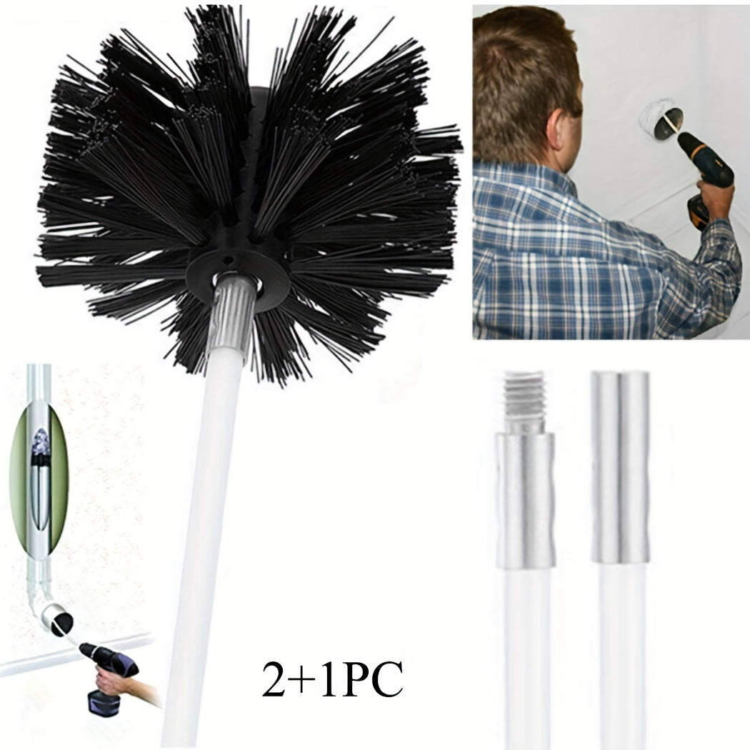 Winter holiday essentials: Chimney cleaning brush with bristles for dryer ducts, measuring 600*10mm, complete with 2 rods and 1 brush.