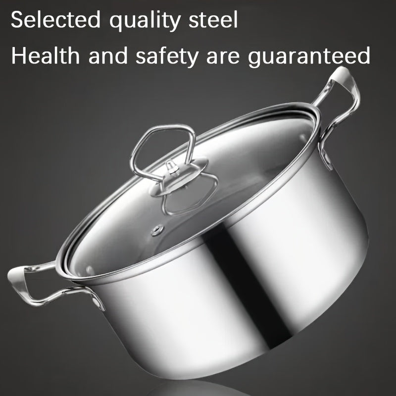 This 12-piece set includes a stainless steel stockpot with a single lid and double handles for easy grip. It comes with 5 pots, 5 pot lids, and two spoons, making it perfect for cooking soups, hot dishes, noodles, and seafood. This set is compatible with