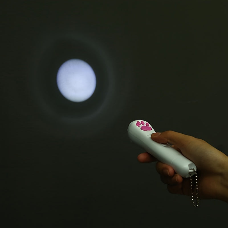 USB Rechargeable Interactive Cat Teaser Wand with Multi-Pattern Projection Lighting for Playful Cats