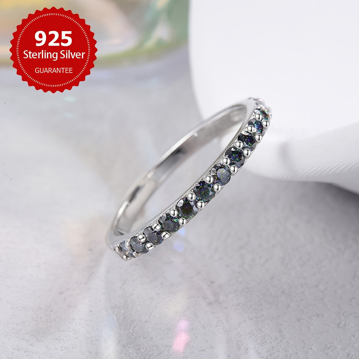 925 Sterling Silver Moissanite Eternity Band - Elegant and Luxurious Promise Ring for Women, Ideal for Weddings, Anniversaries, Valentine's Day, or Any Occasion