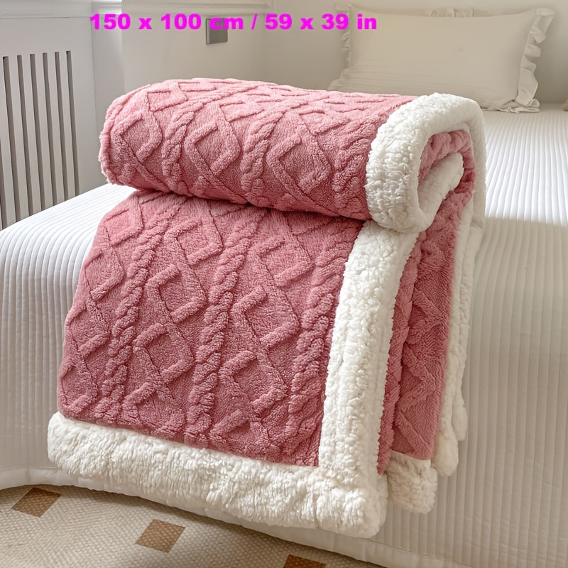 Luxurious Champagne Microfiber Blanket with Elegant 3D Diamond Pattern - Lightweight, Fluffy, Ideal for All-Season Comfort and various uses.