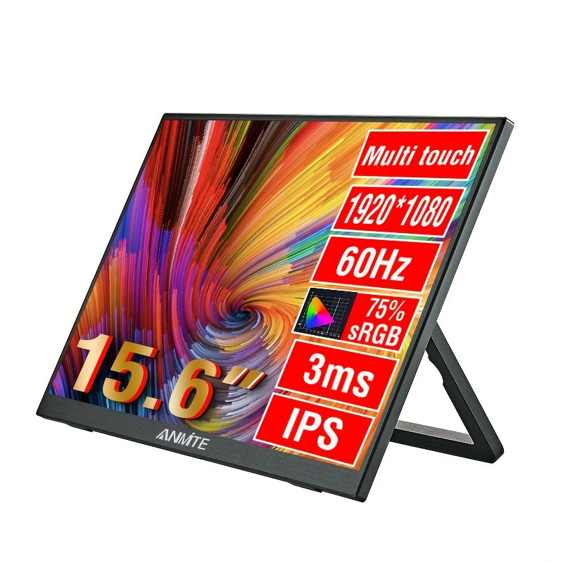 39.62 cm portable touch screen monitor compatible with laptops, gaming consoles, and Raspberry Pi, suitable for use as a second screen.