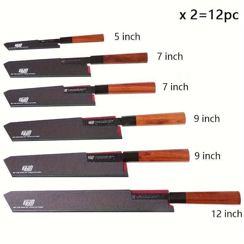 Discover the FINDKING Brand 4-12 Piece Knife Edge Guard Set in a Universal Black PP Plastic Sheath. This Non-Toxic knife protector ensures safe and convenient storage for your Chef Kitchen Knives.