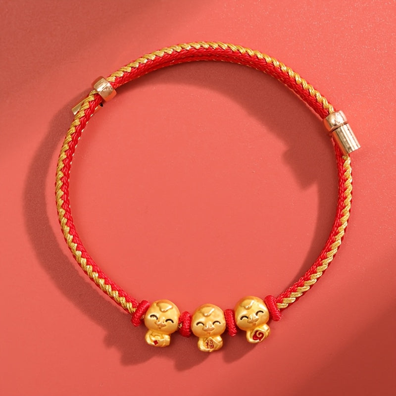 Incorporating a Chinese style and adorned with red thread jewelry, the 2025 Lucky Snake Symbol Red Thread Woven Bracelet showcases five snake pendants, creating a one-of-a-kind piece. Perfect for gifts on birthdays, Valentine's Day, Mother's Day, or as a